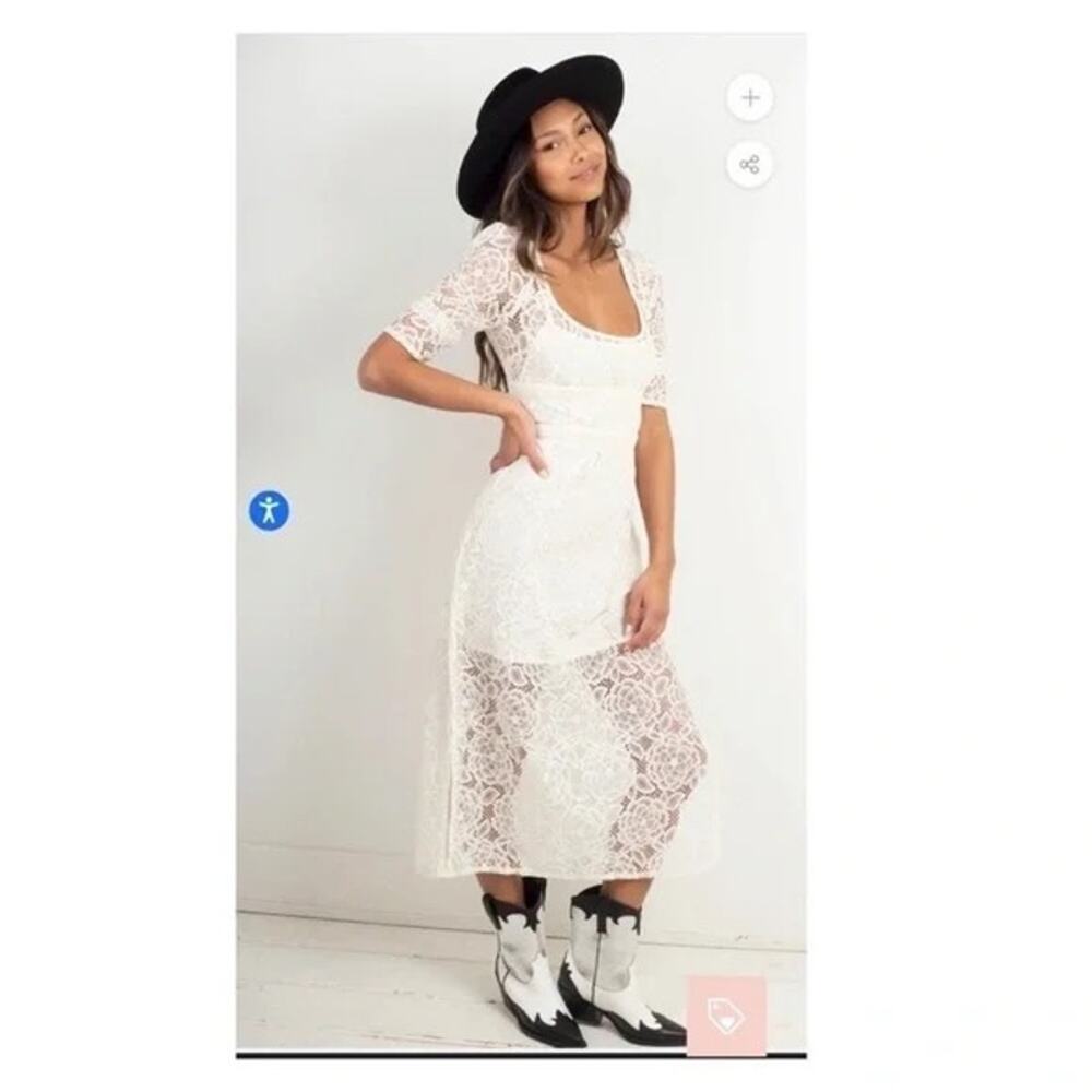 FOR LOVE & LEMONS-NWT- MARILYN MIDI DRESS- LACED IVORY Sz:XS Ret$288 *HOT ITEM*‎ - Picture 2 of 9